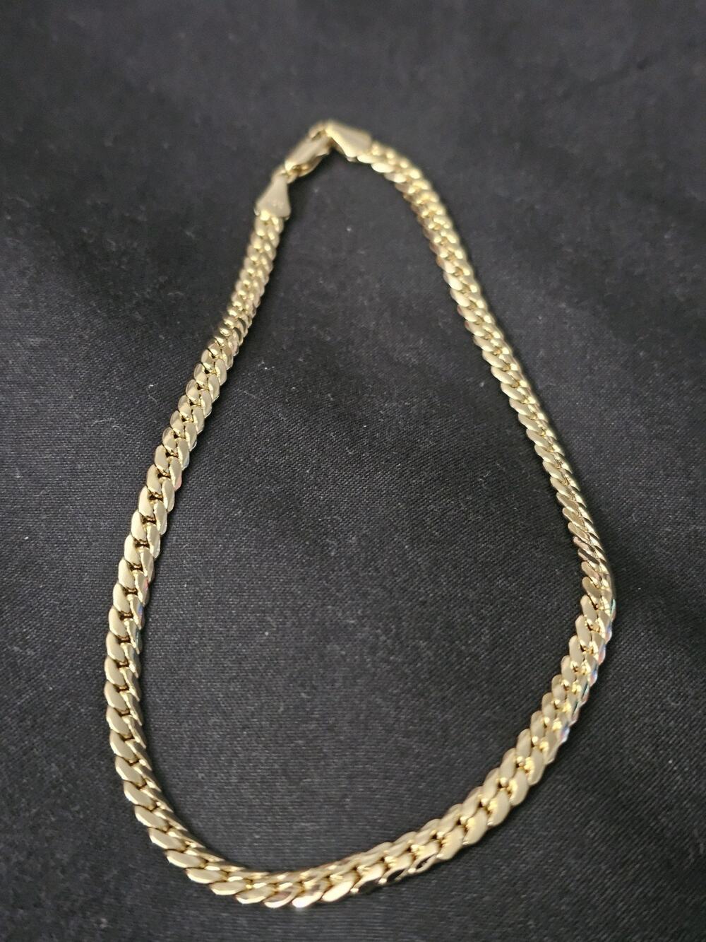 10in 14k Gold-Plated brass-4.2mm tight Miami Cuban ANKLET/Bracelet Lobster Clasp